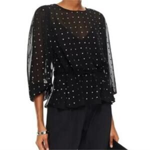 IRO gathered studded georgette blouse black, size 40/8